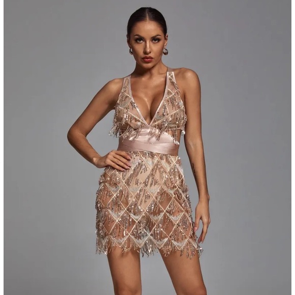 COPY - BNWT Bella Barnett Louisa Mini Dress Champagne Sz S - Picture 3 of 6